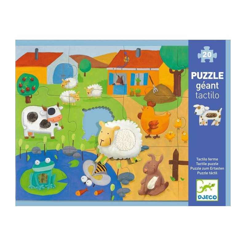 Puzzle géant Tactilo ferme 12 pcs + 8 DJECO 7117