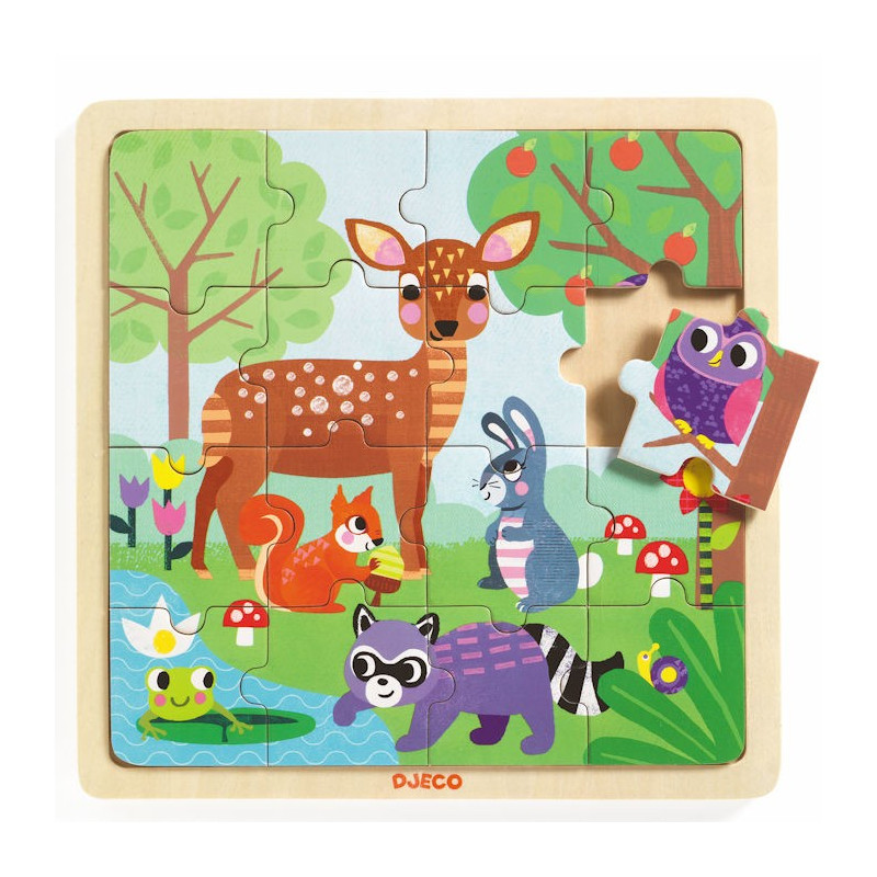 Puzzle circuit en bois avec animaux