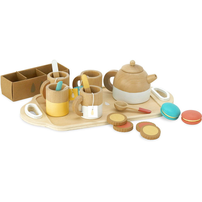 Dinette en bois pour bébé enfant jouets tasses assiettes théière - Petit  Toucan
