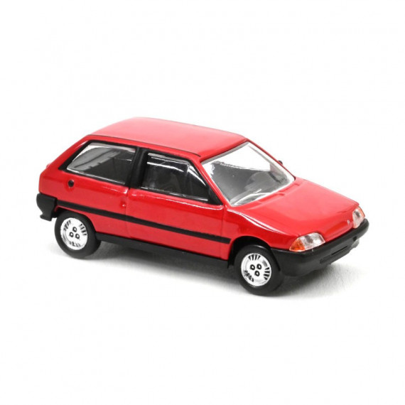 Citroën AX rouge 3 portes 1986, jouet voiture Norev 1/64