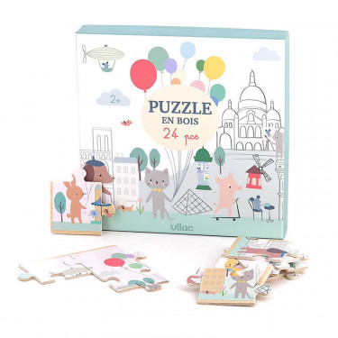 Puzzle en bois 24 pcs 'Escapade à Paris' Sarah Betz VILAC 7103