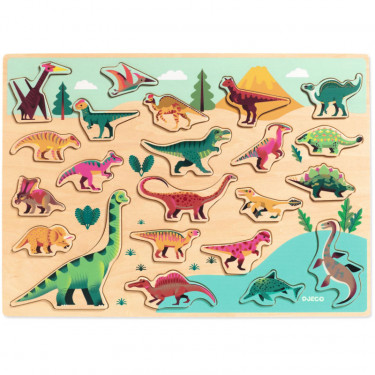 Puzzle en bois dinosaures 'Puzzlo Dino' 22 pcs DJECO 1832