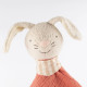 Doudou lapin en mousseline de coton rose corail SIGIKID 39925