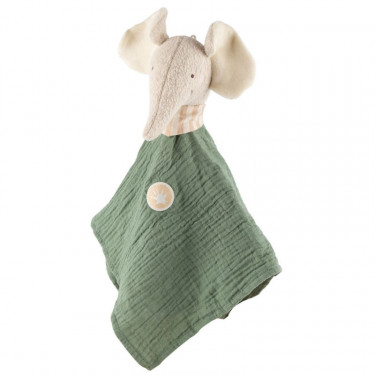 Doudou éléphant en mousseline de coton vert tilleul SIGIKID 39927