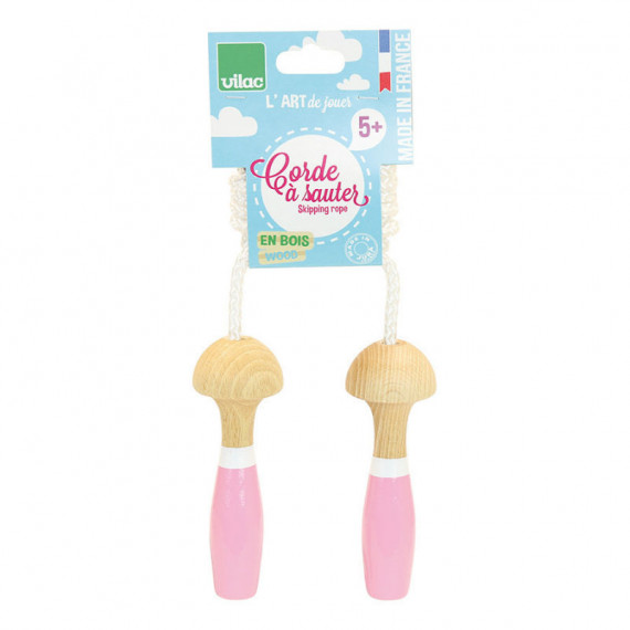 Corde à sauter en bois laqué rose VILAC 3008P