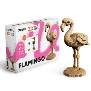 Puzzle sculpture 3D en carton - Flamant rose - Cartonic