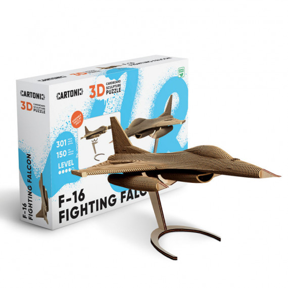 Puzzle sculpture 3D en carton - F16 Fighting Falcon - Cartonic