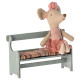 Banc en bois avec coussin pour souris Maileg