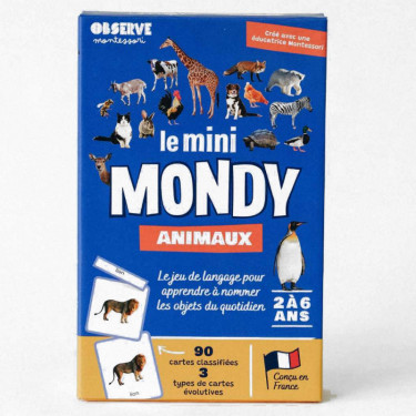 Imagier ANIMAUX mini Mondy, cartes de nomenclature OBSERVE Montessori