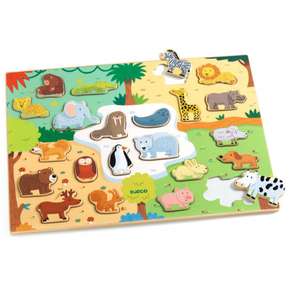 Puzzle en bois animaux 'Puzzlo Animo' 22 pcs DJECO 1830