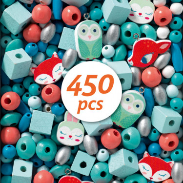 450 Perles en bois "Petits animaux" DJECO 9807