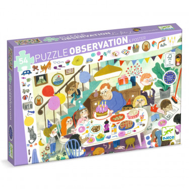 La fête d'anniversaire - Puzzle observation 54 pcs DJECO 7566