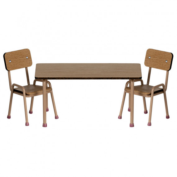 Ensemble table avec 2 chaises miniatures pour souris Maileg - Rose poudré