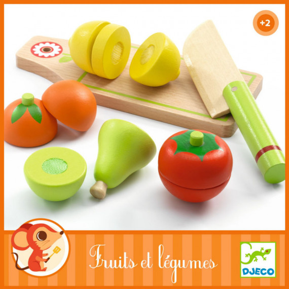 Fruits et légumes à couper, jouet en bois DJECO DJO6526